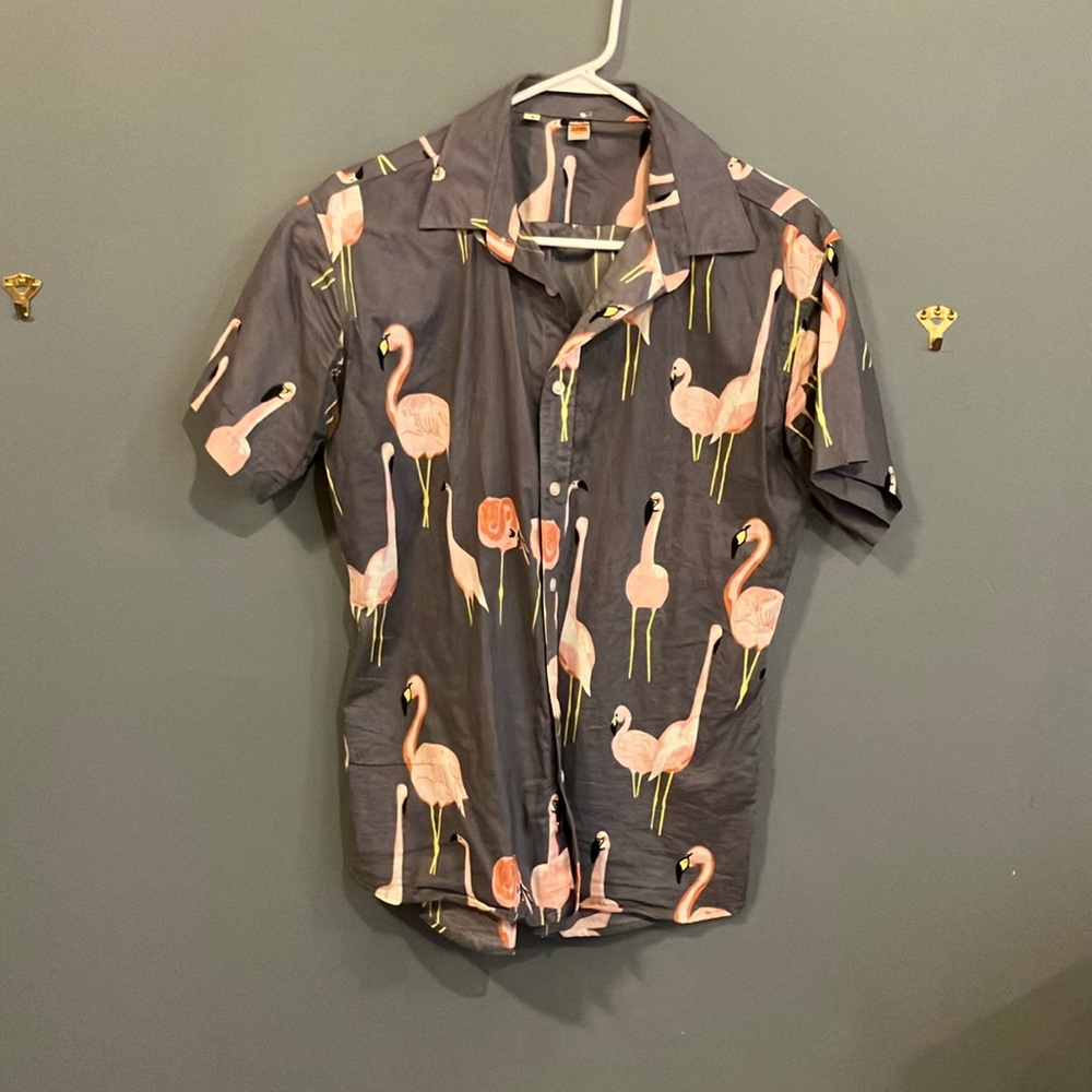 Flamingo Print Short Sleeve Shirt